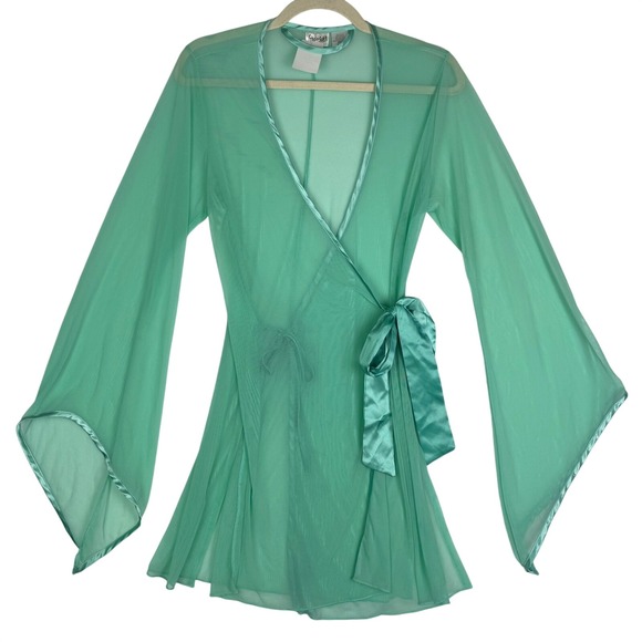 Frederick's of Hollywood Other - Vtg Frederick's of Hollywood Sheer Robe Mint Green Bell Sleeve RomanticSz M
